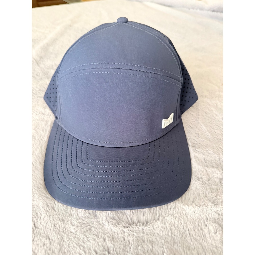 Melin Trenches Hydro Navy Blue Performance Snapback Hat Water Resistant Mens